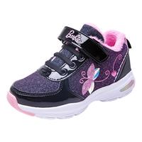 芭比童鞋女童运动鞋儿童棉鞋加绒大童高帮鞋女童加厚棉鞋DA5206 黑