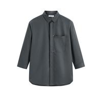 太平鸟 男士时尚褶裥设计净色长袖衬衫