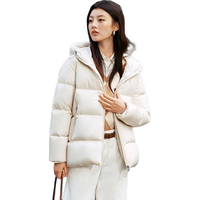 beanpole【圣诞】90%鹅绒秋冬女士温柔氛围感连帽绗缝羽绒服 米白色 XS 155/80A