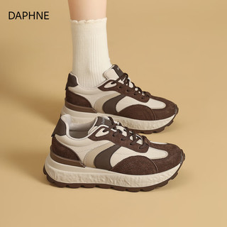 DAPHNE达芙妮厚底小白鞋女2025秋季新款小个子增高软底德训鞋子休闲女鞋