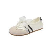 15MINS德训鞋女2025秋季经典复古时尚百搭舒适透气运动休闲鞋 米灰色 37