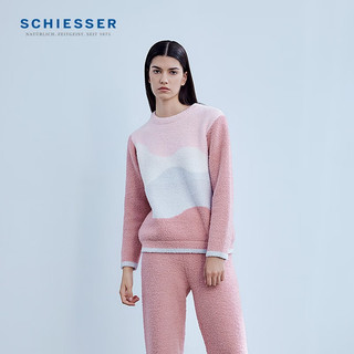 舒雅（Schiesser）女士半边绒圆领厚款长袖长裤家居服套装E1/21464H 粉红7703 S