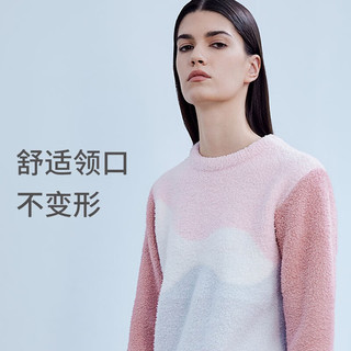 舒雅（Schiesser）女士半边绒圆领厚款长袖长裤家居服套装E1/21464H 粉红7703 S