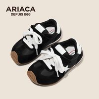 ARIACA艾芮苏童鞋加绒秋冬运动鞋女童复古休闲鞋小女孩儿童鞋 黑色 33码