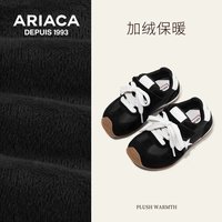 ARIACA艾芮苏童鞋加绒秋冬运动鞋女童复古休闲鞋小女孩儿童鞋 黑 加绒 26码