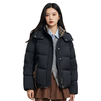 鸭鸭(YAYA)羽绒服女士短款2025年冬季新款舒适百搭连帽防寒保暖面包服外套HS