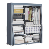 索尔诺 布衣柜简易衣柜宿舍卧室寝室钢架衣橱加固出租房防尘收纳布衣柜 1321银灰色【长90*高166】