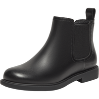 Bata 切尔西靴女2025冬商场英伦风牛皮通勤软底短筒靴86812DD5 黑色-绒里 36