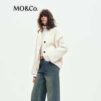 MO&Co.毛呢外套2025冬意式精工绵羊毛圈圈呢圆角茧型短款MBE4COT024 米白色 XS /155