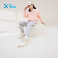 361° 童鞋儿童运动鞋女童中大童跑步鞋春秋革面户外休闲鞋 羽毛白/燕麦灰色/黛粉色