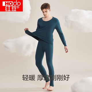 红豆男装 纯棉低圆领秋衣秋裤套装 男款墨蓝 L