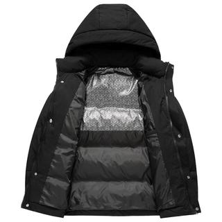 雪中飞羽绒服冬男士连帽大口袋御寒保暖防寒服时尚百搭通勤纯色简约外套 藏青色 M (170)