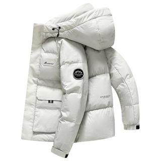 雪中飞羽绒服冬男士连帽大口袋御寒保暖防寒服时尚百搭通勤纯色简约外套 藏青色 M (170)