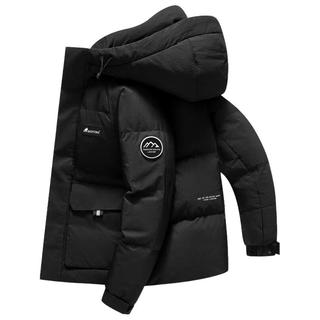 雪中飞羽绒服冬男士连帽大口袋御寒保暖防寒服时尚百搭通勤纯色简约外套 藏青色 M (170)