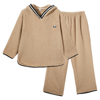 猫人【连帽摇粒绒】女士睡衣女秋冬绒保暖熊猫刺绣外穿家居服25年 M(80斤-100斤)