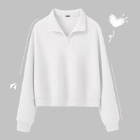 雪中飞卫衣女2025秋季韩系polo领外套小个子短款半拉链上衣PC 浅花灰906F 170/92A