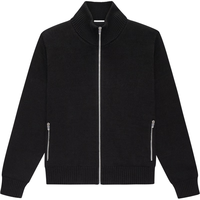 nice rice好饭 一体成型拉链高领宽松针织开衫[商场同款]NFD05066 太空黑