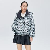 艾莱依 时尚O型面包服女短款鸭绒羽绒服女连帽冬季御寒外套