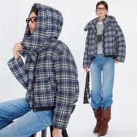 Esprit 复古格纹立领连帽秋冬时尚休闲保暖防风女式棉服