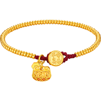 六福珠宝福满传家足金珐琅工艺平安喜乐黄金手链小胖福手串计价 约9.09克