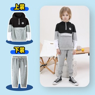 converse匡威儿童装男童卫衣2024春秋款中大童运动套装潮 藏青蓝