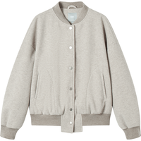 对白美式休闲棒球服毛呢短外套女20小个子宽松夹克衫 燕麦色 S