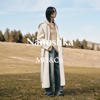 MO&Co.【Nanushka设计师联名】毛呢大衣2025冬浴袍式腰带MBE4OVC002 砂白色 S /160