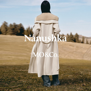 MO&Co.【Nanushka设计师联名】毛呢大衣2025冬浴袍式腰带MBE4OVC002 砂白色 S /160