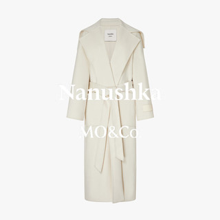 MO&Co.【Nanushka设计师联名】毛呢大衣2025冬浴袍式腰带MBE4OVC002 砂白色 S /160