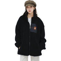 JEANSWEST CLUB真维斯摇粒绒外套女棉袄秋冬季防风保暖2024开衫加厚抓绒上衣 黑色-黑桃皇后_K XL