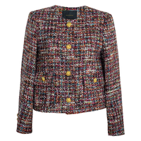 ROEYSHOUSE圣诞款|罗衣法式小香风粗花呢红色短外套女冬富家千金风09512 花色 M