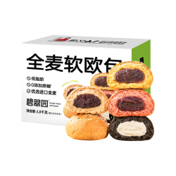碧翠园 全麦面包欧包低脂早餐无蔗糖粗粮代餐解馋休闲零食 奶酪芝士+紫薯+紫米+红豆  共2斤