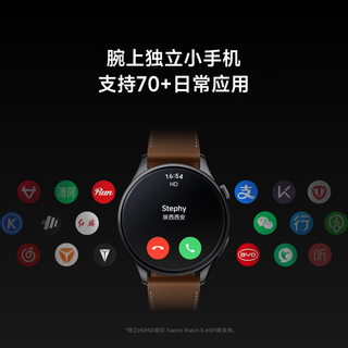 Xiaomi 小米 Watch 5 eSIM版 智能手表 47mm 柔雾蓝真皮表带