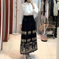 督型新中式明制汉服成人男女中国风飞机袖马面裙全套中国风裙子 春暖花开米上衣+黑马面裙 2XL
