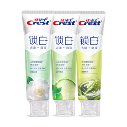 佳洁士 新锁白双重精华美白清新牙膏茶香薄荷3支共360g去渍京东自营