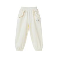 贝贝怡童装女童百搭纯棉运动裤休闲2024春季中大童束脚裤子 杏白色 110 (身高100-110CM)