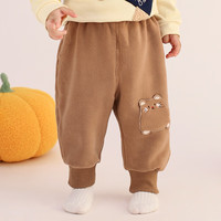 格格亲儿童纯棉裤子春秋夏季宝宝休闲春装卫裤男童女童外穿开档屁屁裤 棕色龙猫(加绒) (95%聚酯纤维)(裤子可开档) 80 【适合约75-80cm】裤子可开档