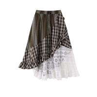 I.T it GROUNDZERO格纹撞色设计半身裙秋新款女士裙子