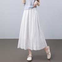 I.T it izzue蕾丝拼接白色半身裙秋冬高级感高腰遮胯a字裙