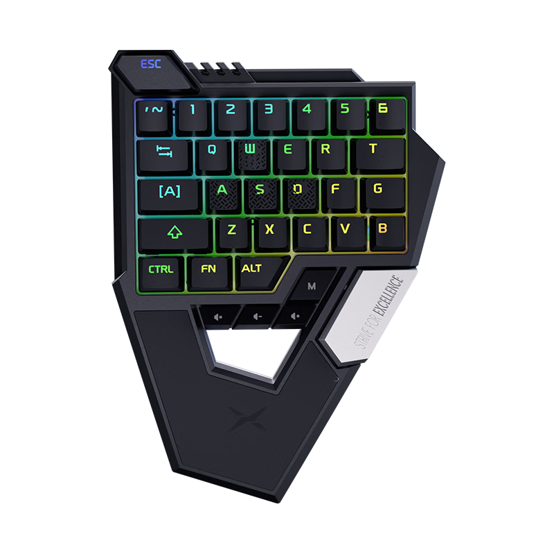 DeLUX 多彩 RTS1 34键 有线机械键盘 单手键盘 高特磁轴 RGB