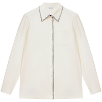 ERDOS 精纺丝毛绒优雅衬衣百搭显瘦贝壳边女士长袖衬衫 白 175/9