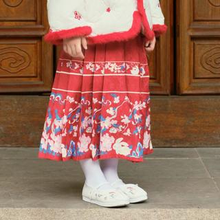 国风汉服明制女童马面裙儿童汉服2024秋冬季裙子暗纹提花