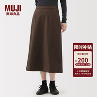 無印良品 MUJI 女式横竖弹力起毛宽摆裙长半身裙裙子女装 25年冬季 BE1XXC5A 棕色