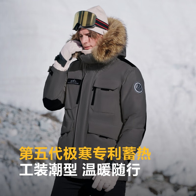波司登 极寒系列 【700+高蓬】90%鹅绒男女同款毛领派克羽绒服 B40142317