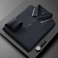 富绅（Virtue）桑蚕丝抓绒保暖长袖POLO衫男士商务秋冬上衣 宝蓝 XL