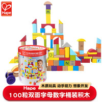 Hape E8488 双面字母数字积木 100颗粒 桶装