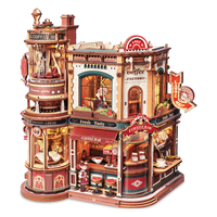 ROKR 咖啡工厂 积木玩具立体拼图diy手工拼装模型八音盒新年