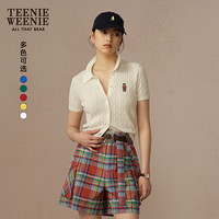 Teenie Weenie小熊针织开衫2025夏季新款宽松休闲绞花刺绣款女毛衣