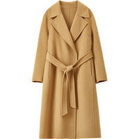 尚都比拉冬季毛呢外套女中长款100%羊毛西装领百搭双面呢大衣 驼色 M