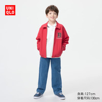 优衣库 童装男童女童弹力松紧牛仔长裤/水洗产品休闲裤裤子484714 65 宝蓝色 160